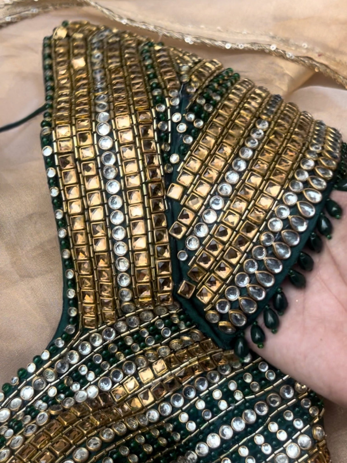 Panna - Kundan Jadau Saree Set - truzee
