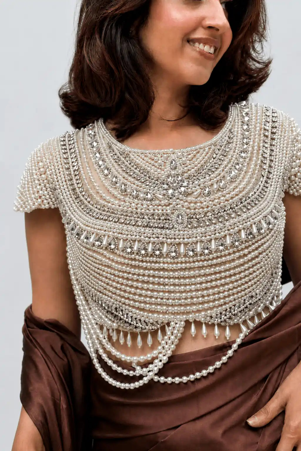 Ivory Muse Blouse – Pearl & Crystal Embellished Blouse - truzee