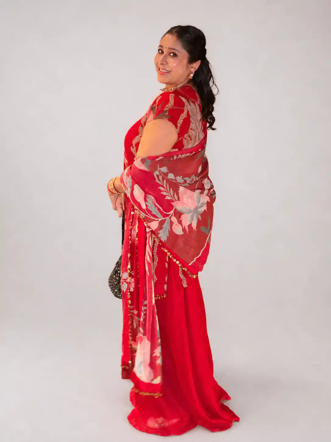 Ruhani Red Sharara Set – Red Printed Georgette Sharara Set - truzee