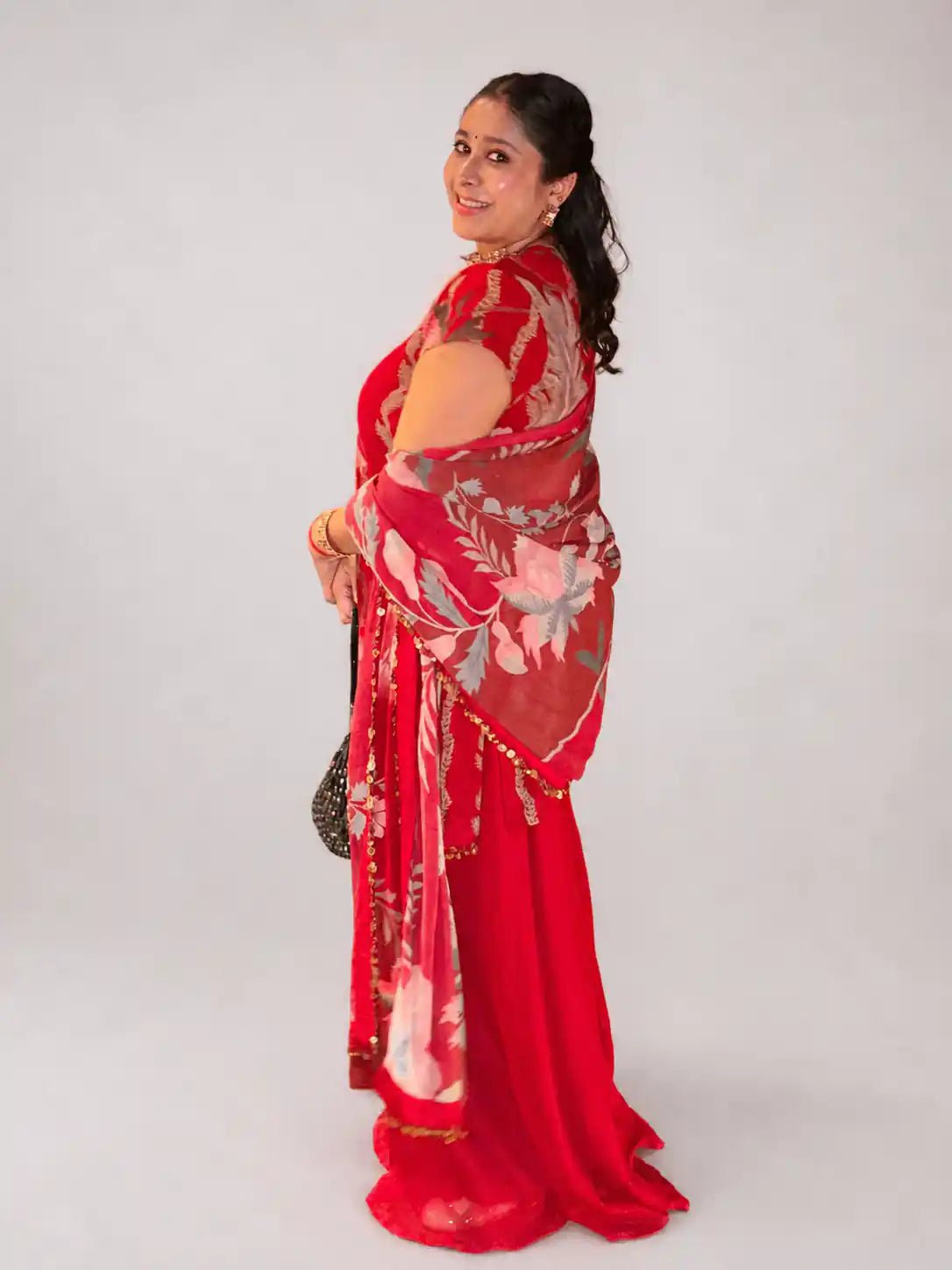 Ruhani Red Sharara Set – Red Printed Georgette Sharara Set - truzee