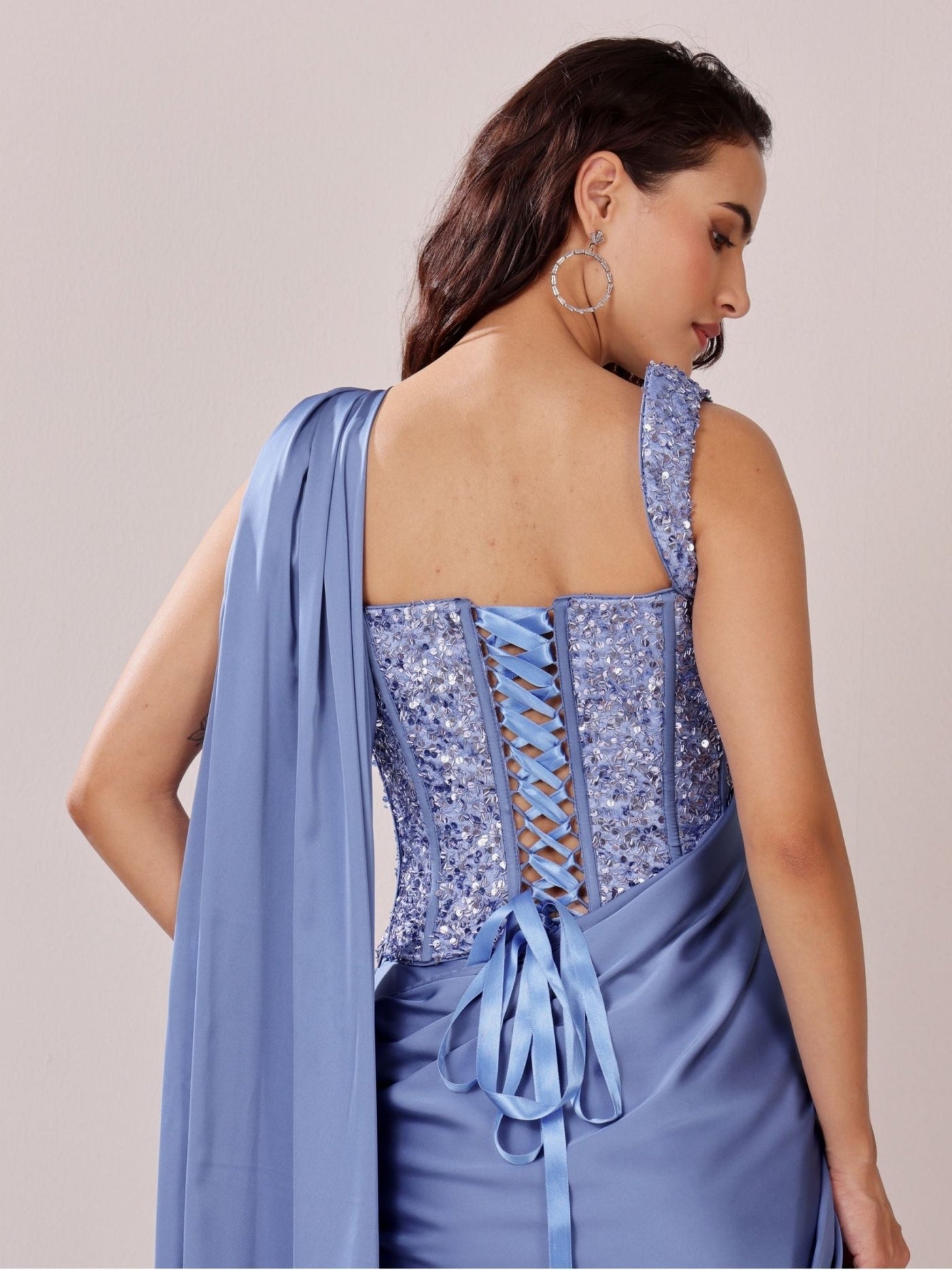 Blue Embroidered Corset - truzee