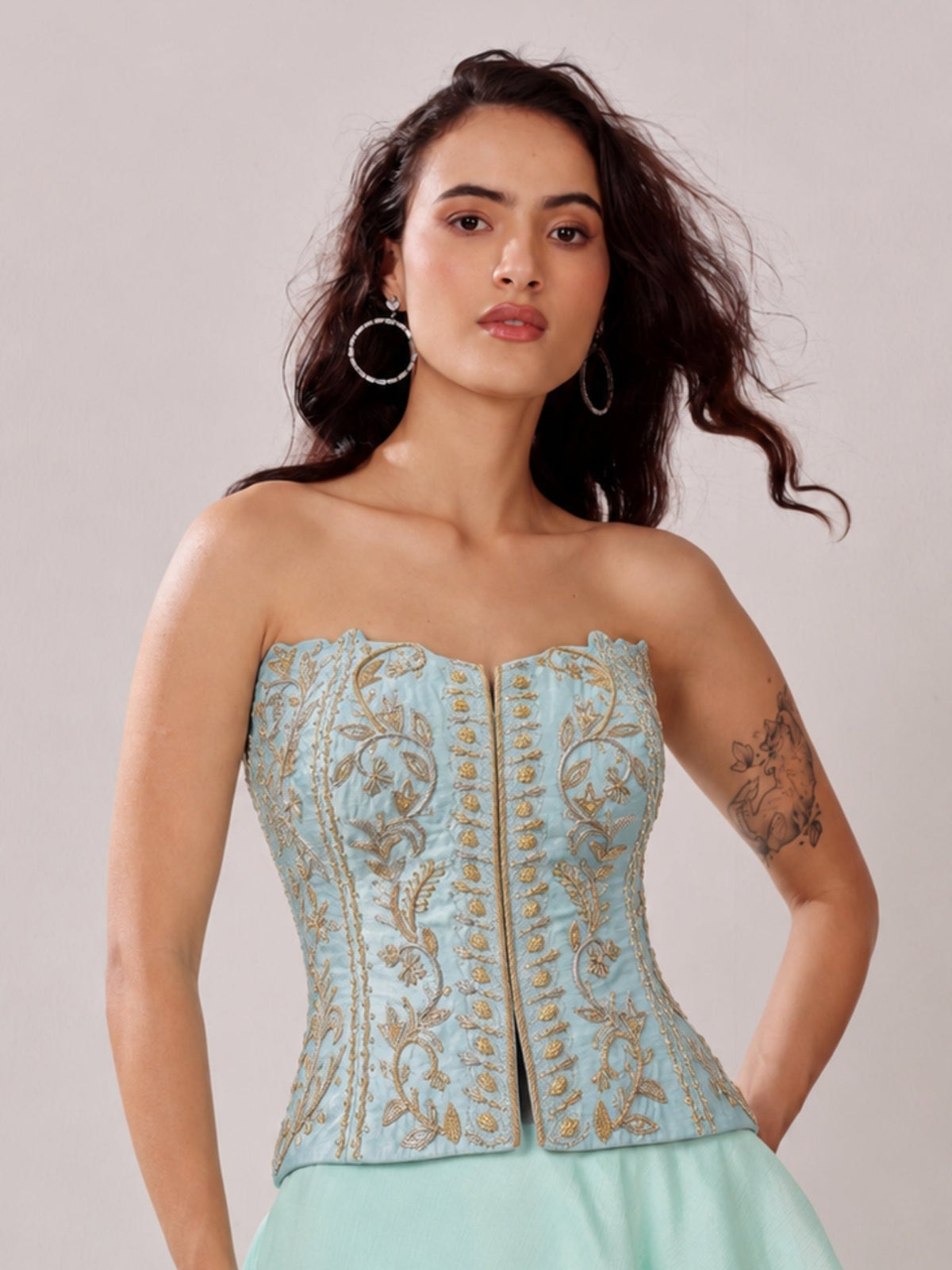 Kashmir Sky - Embroidered Corset - truzee