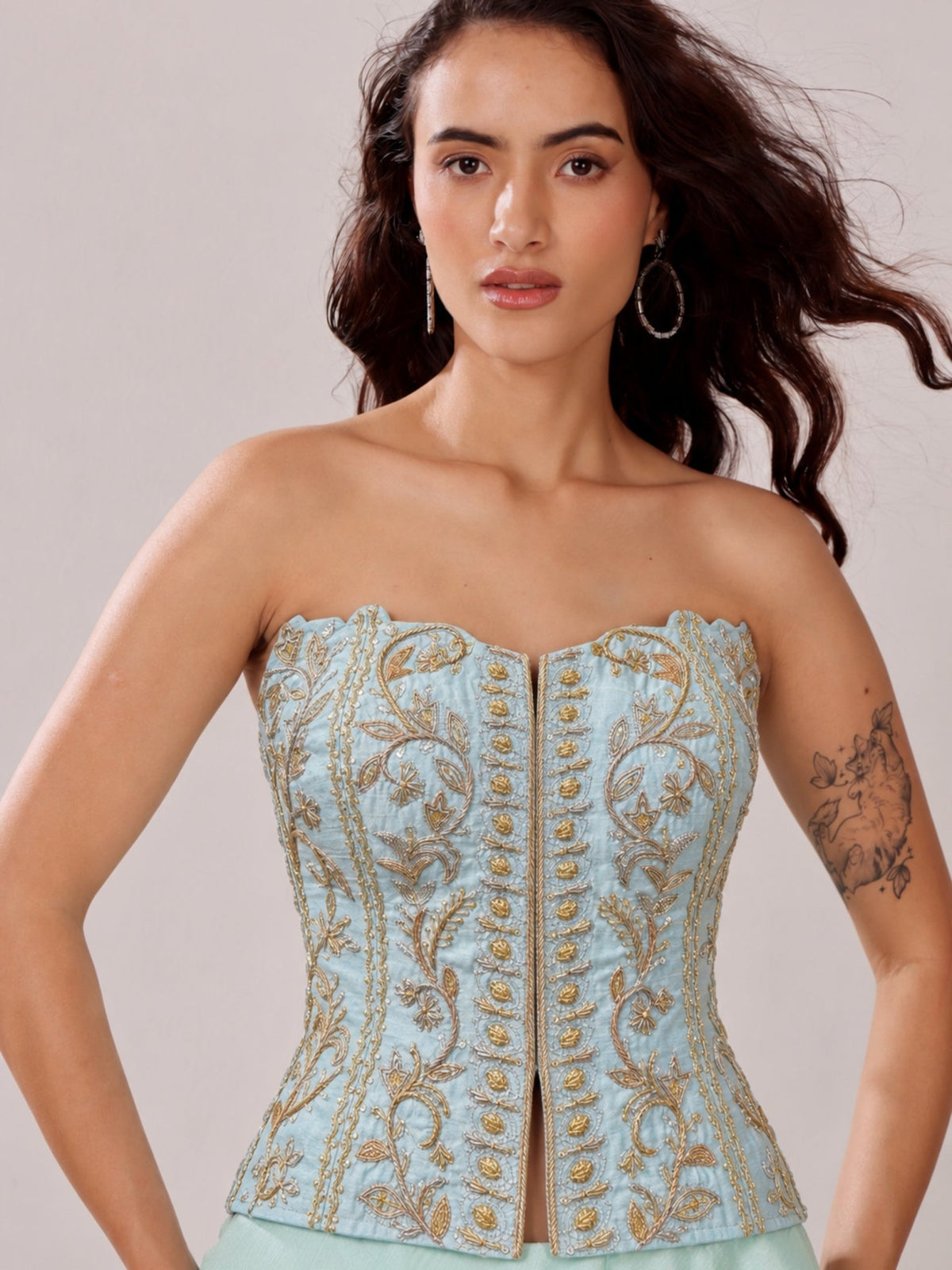 Kashmir Sky - Embroidered Corset - truzee