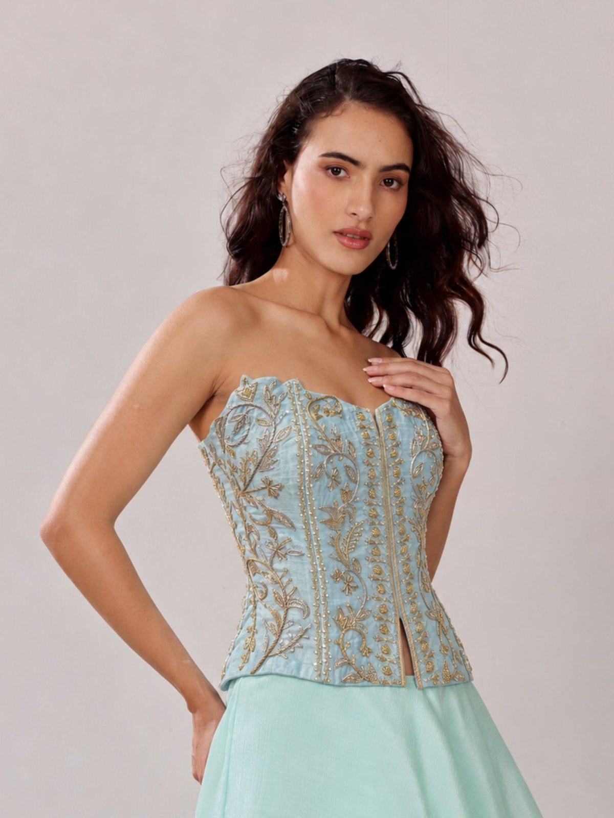 Kashmir Sky - Embroidered Corset - truzee