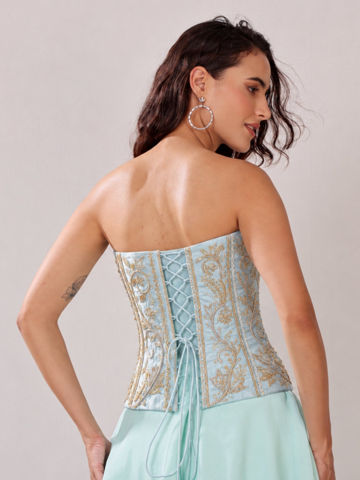 Kashmir Sky - Embroidered Corset - truzee