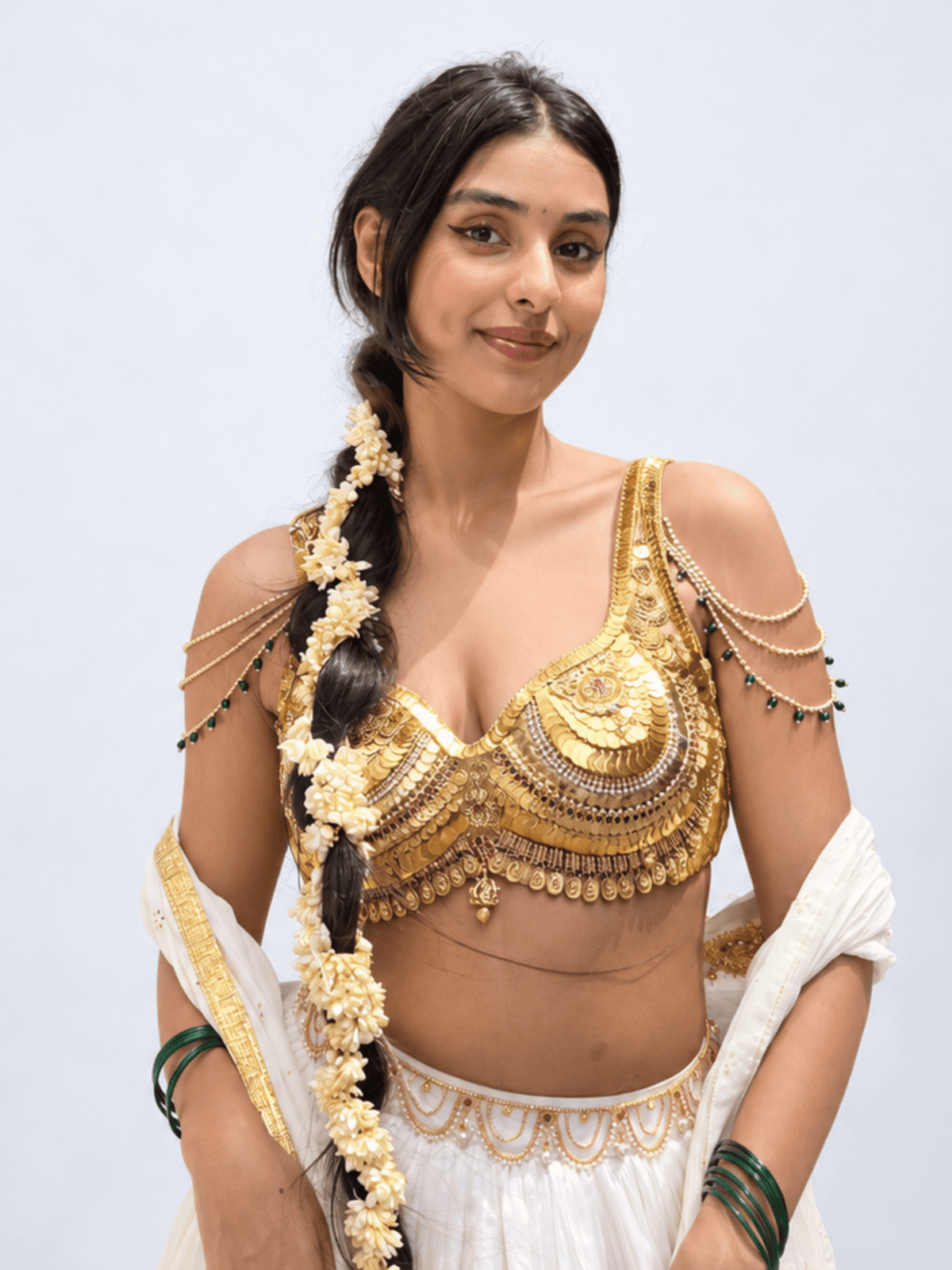 Natasha Kasumala –Tasseled Sleeve Gold Jewellery Blouse - truzee