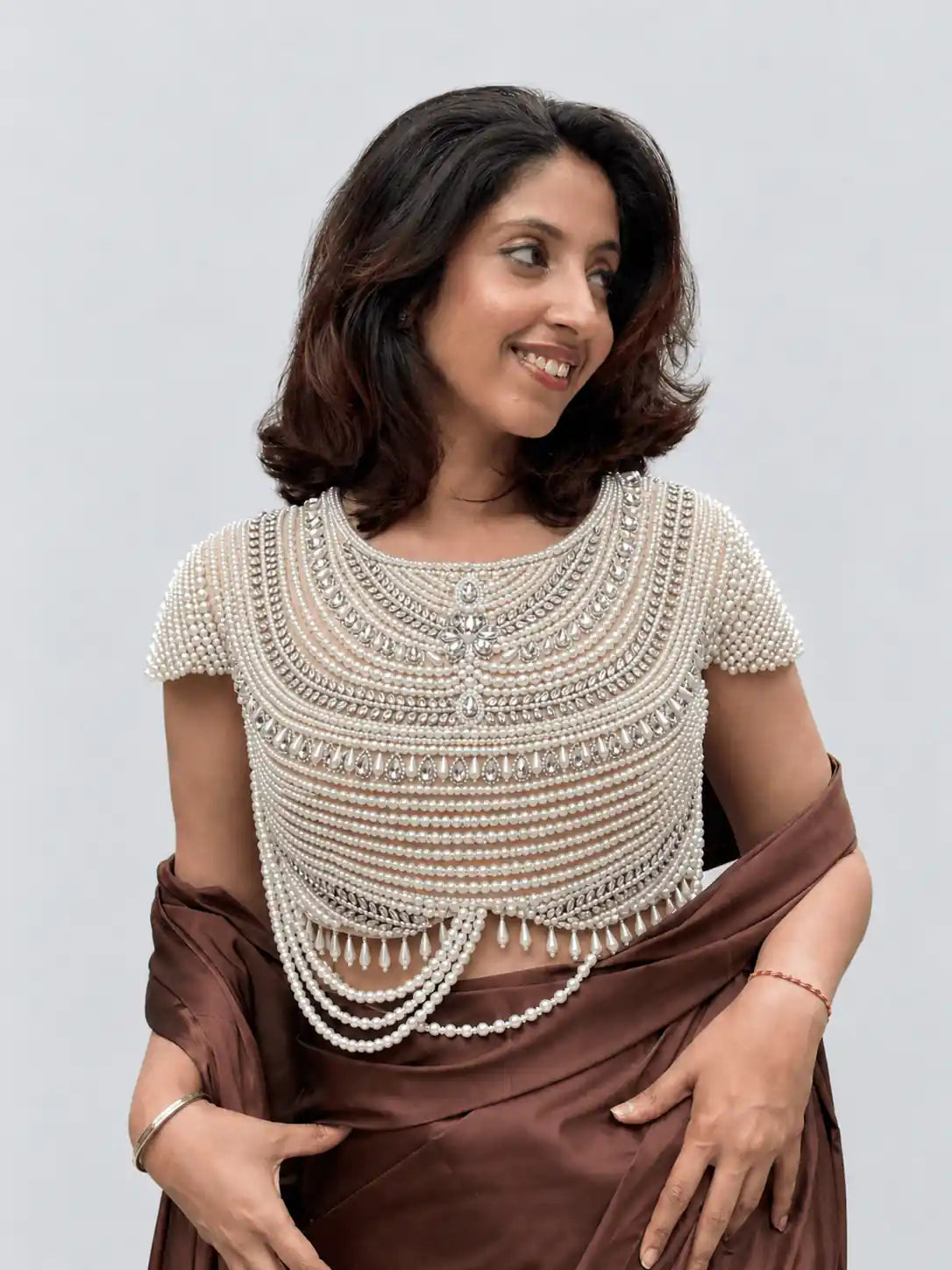 Ivory Muse Blouse – Pearl & Crystal Embellished Blouse - truzee