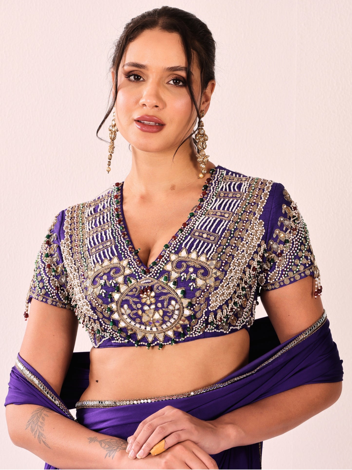 Kohinoor V-neck - Embroidered Jewel Blouse