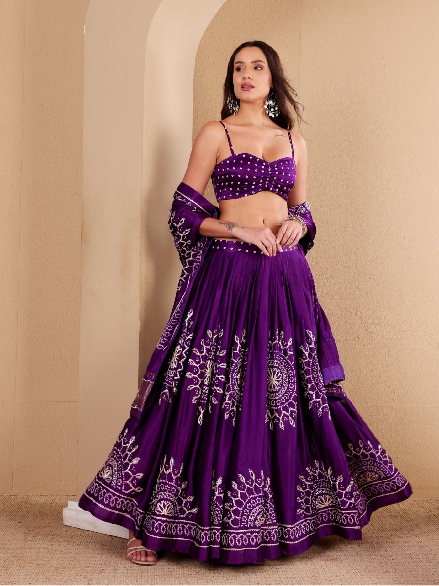 Purple Gota-work Lehenga Set - truzee