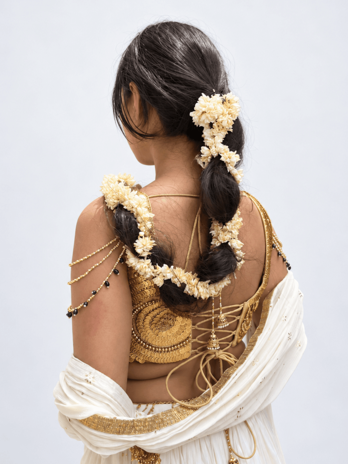 Natasha Kasumala –Tasseled Sleeve Gold Jewellery Blouse - truzee