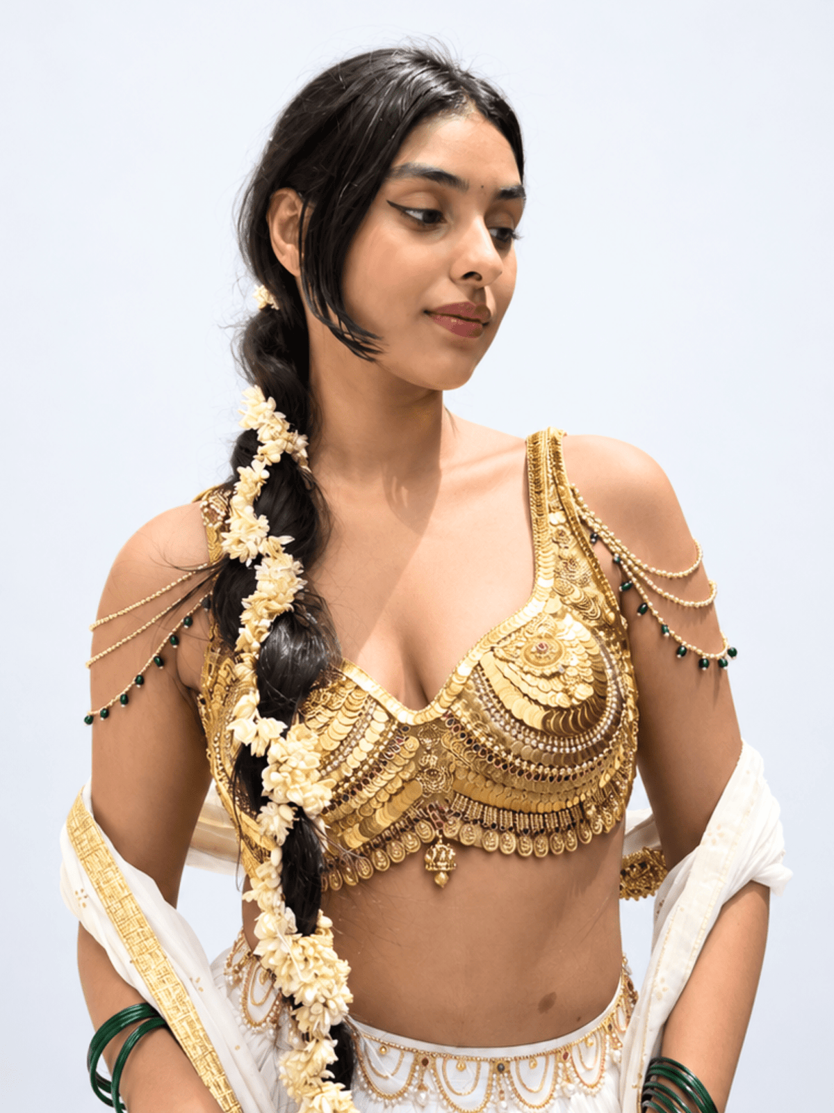 Natasha Kasumala –Tasseled Sleeve Gold Jewellery Blouse - truzee