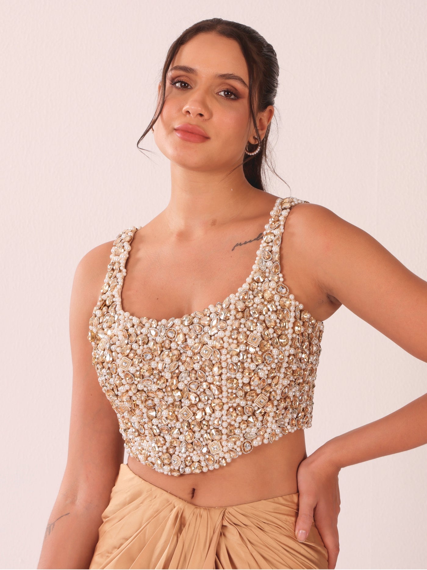 Crystal Caramel Corset Saree Set