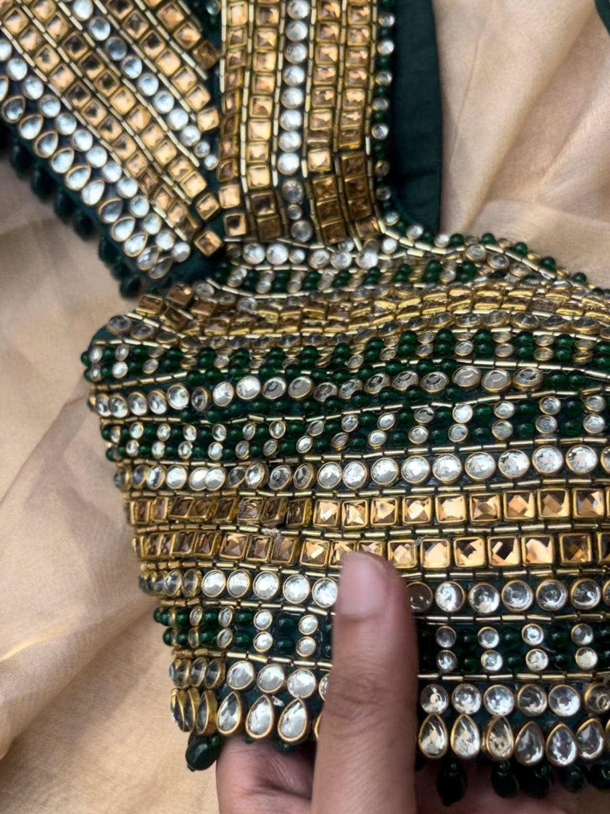 Panna - Kundan Jadau Saree Set - truzee