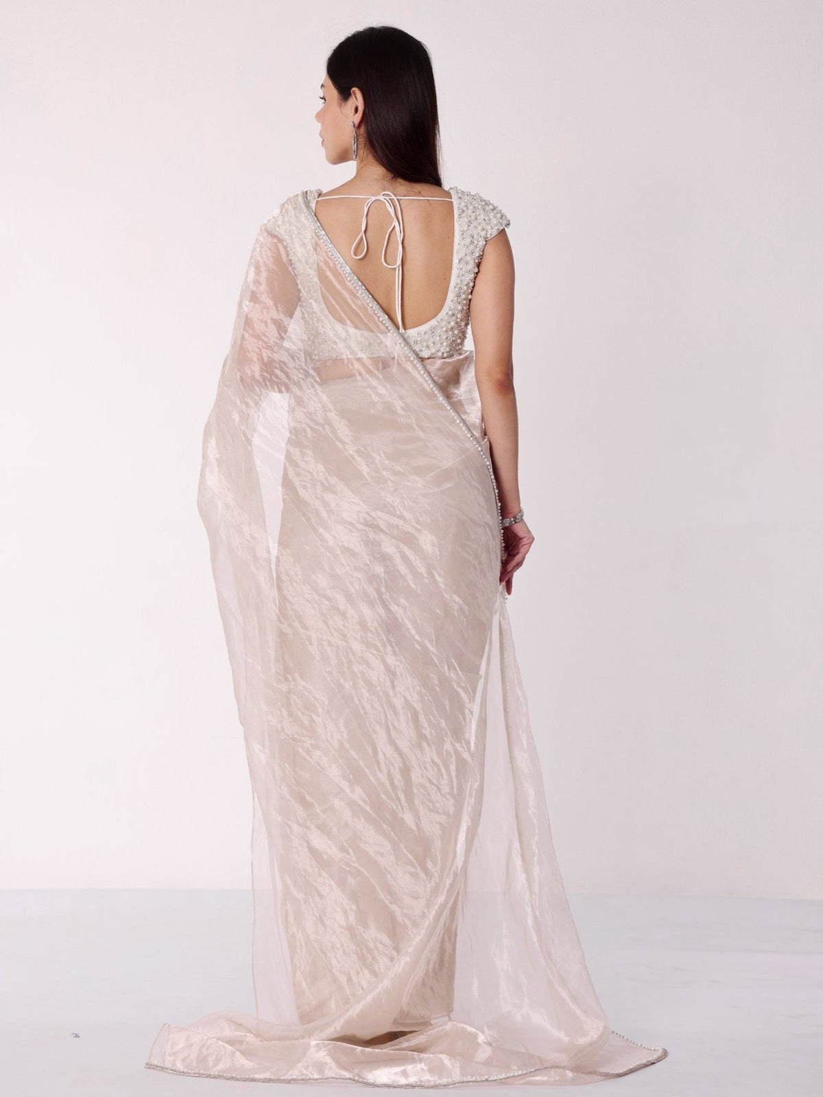 Farida - White Pearl Blouse Set - truzee