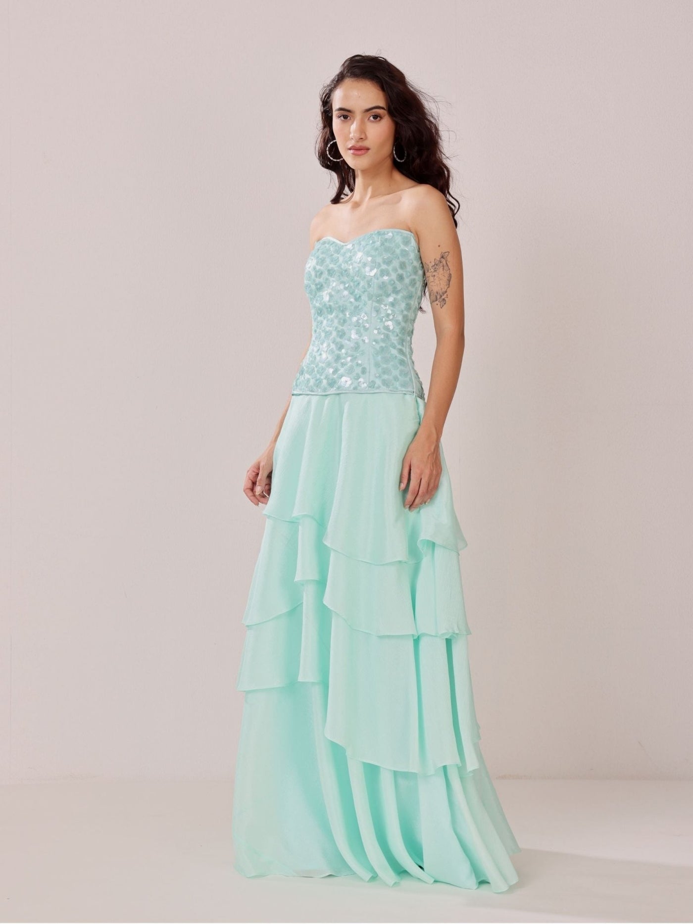Mint Whisper - Corset and Ruffle Skirt Set - truzee