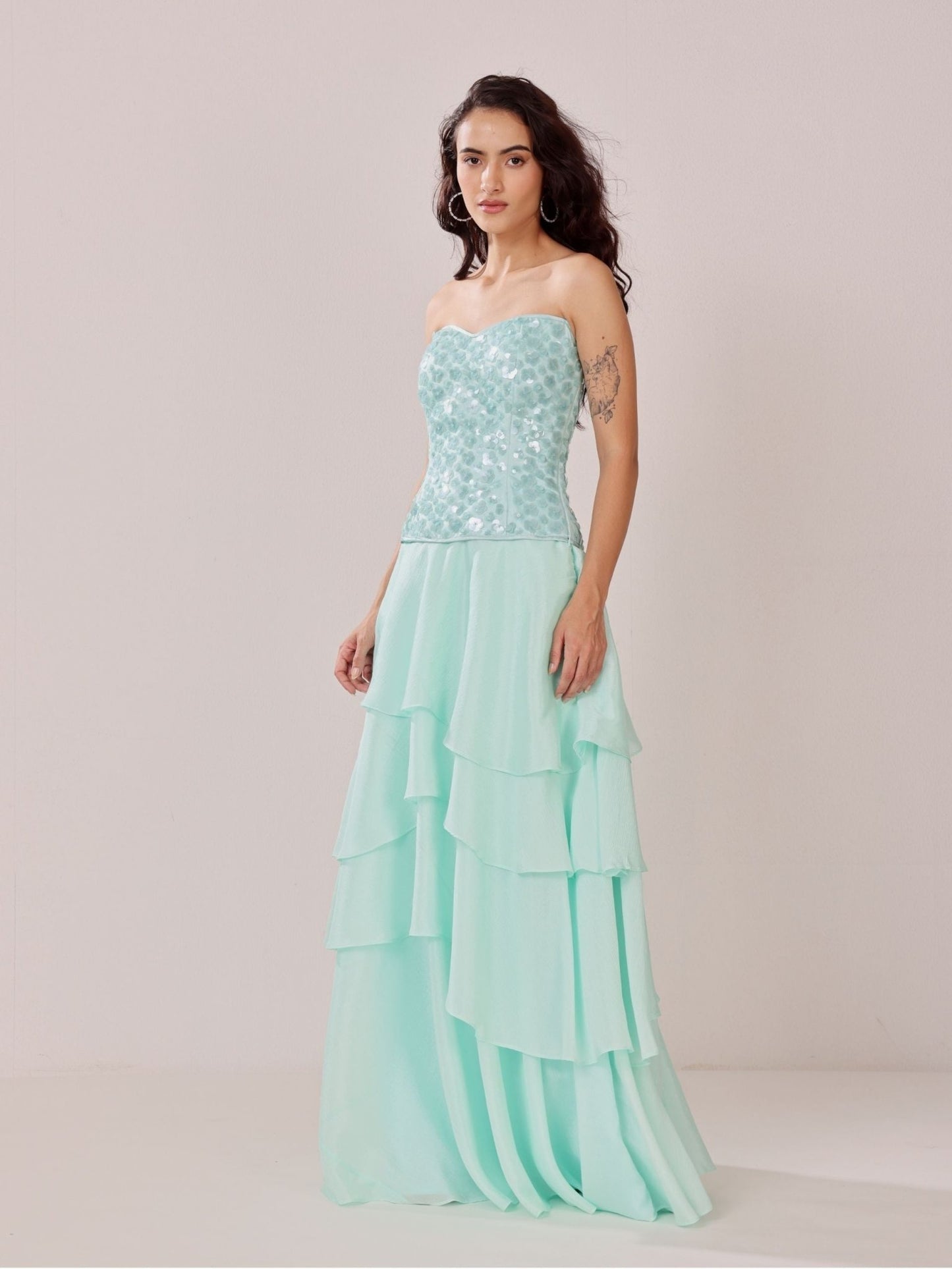 Mint Whisper - Corset and Ruffle Skirt Set - truzee