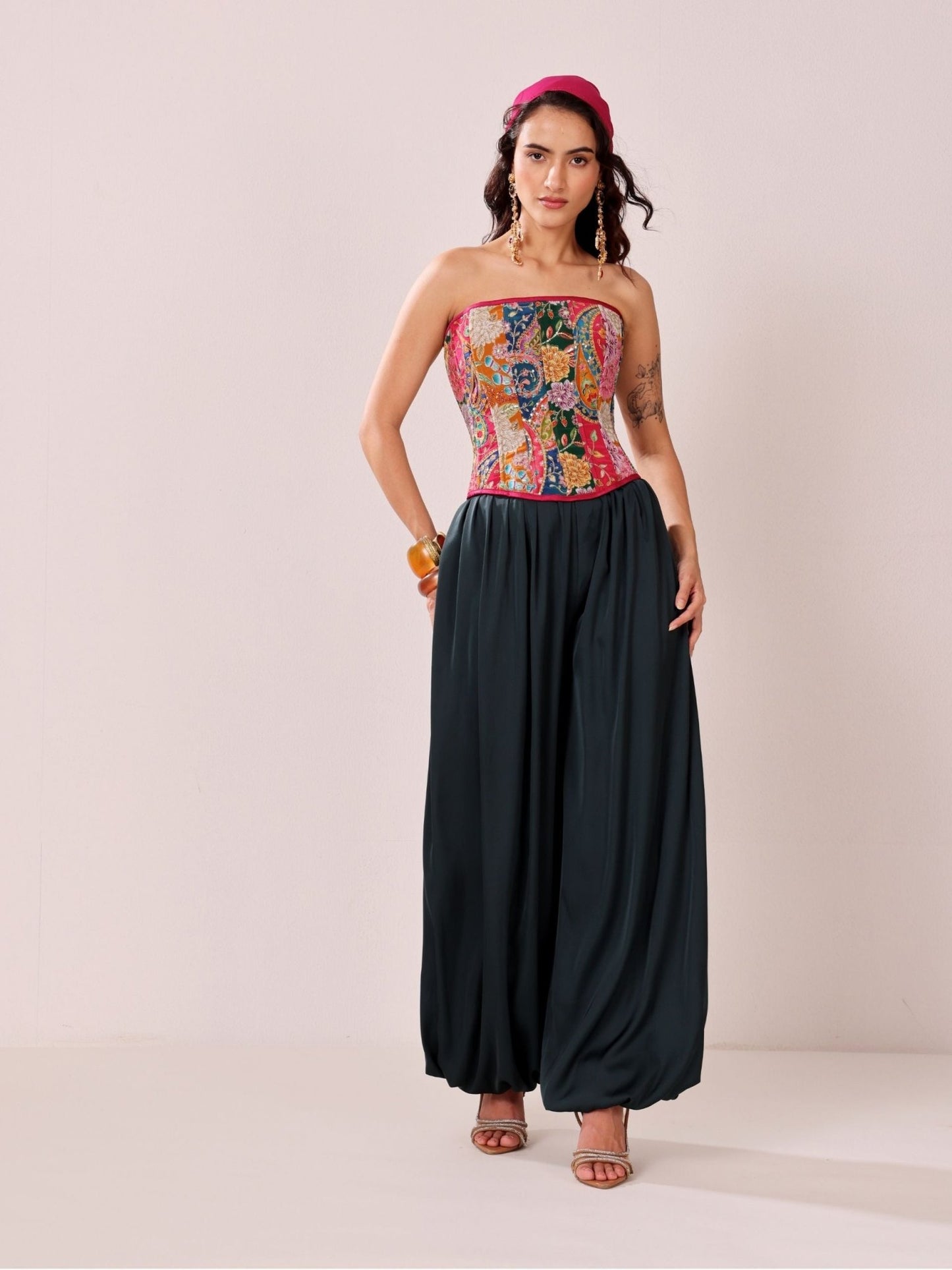 Midnight Mosaic - Corset Balloon Pant Set - truzee