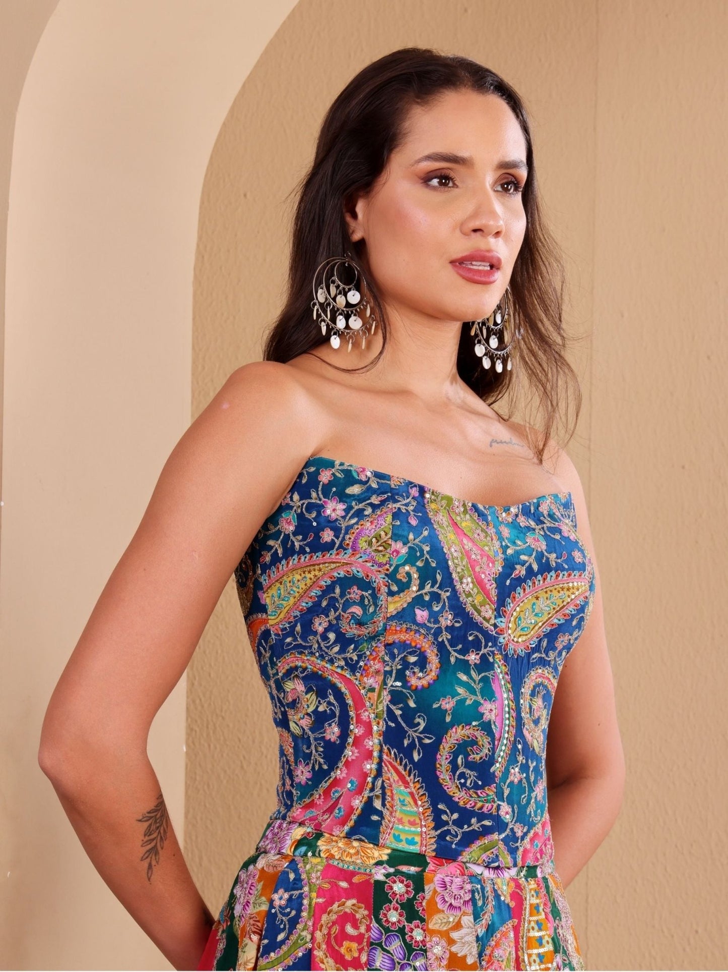 Blue Embroidered Corset - truzee