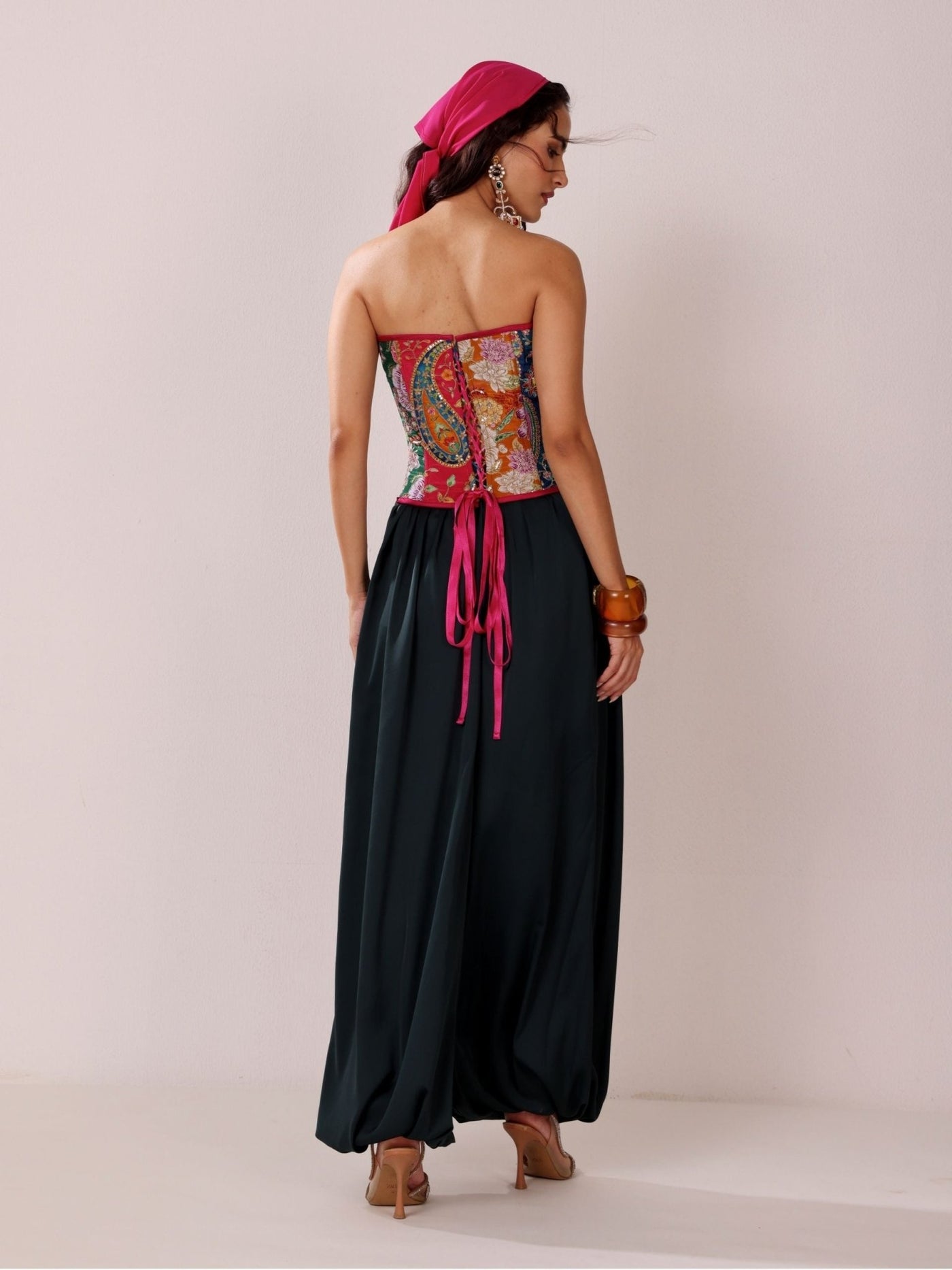 Midnight Mosaic - Corset Balloon Pant Set - truzee