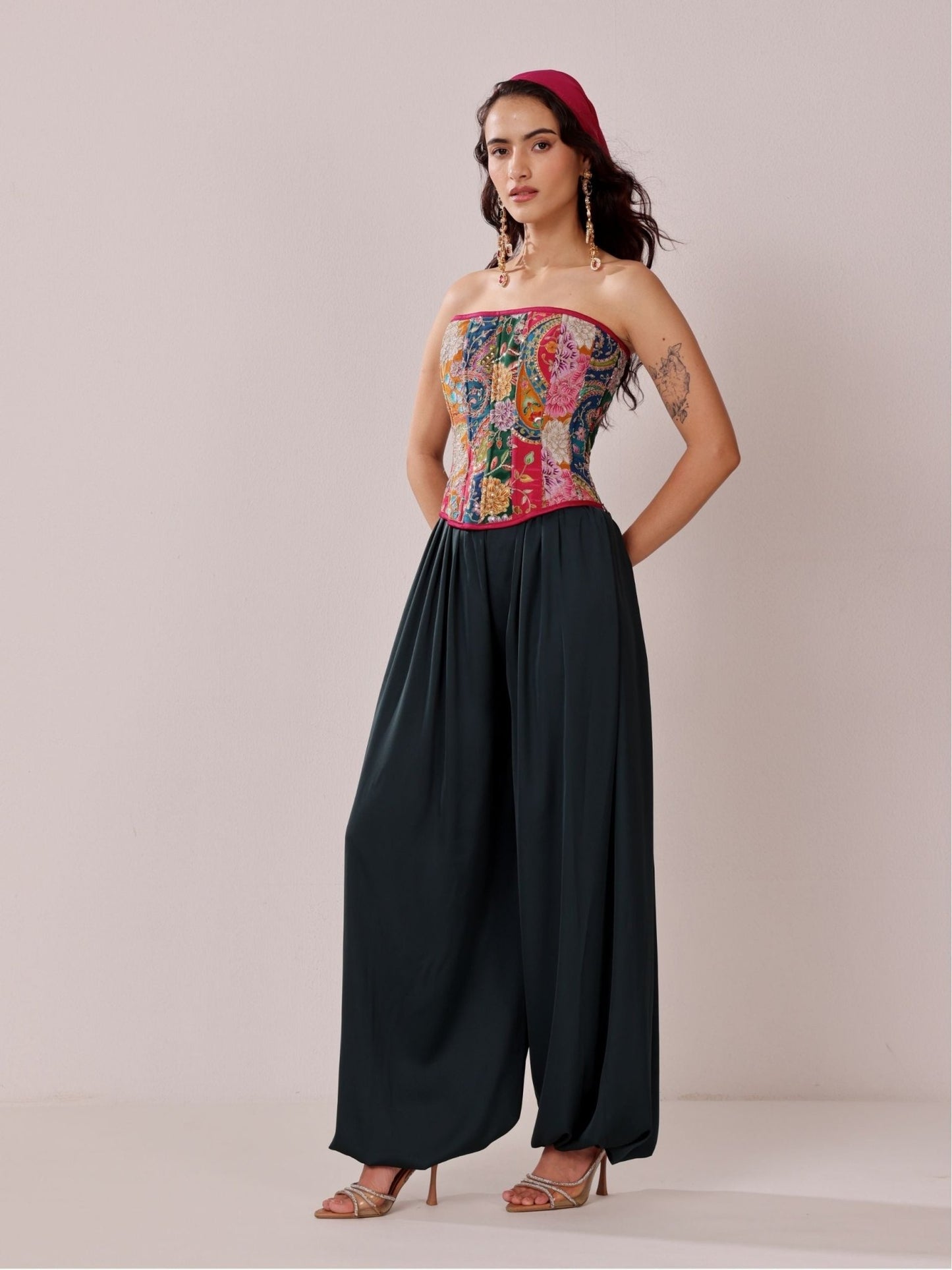 Midnight Mosaic - Corset Balloon Pant Set - truzee
