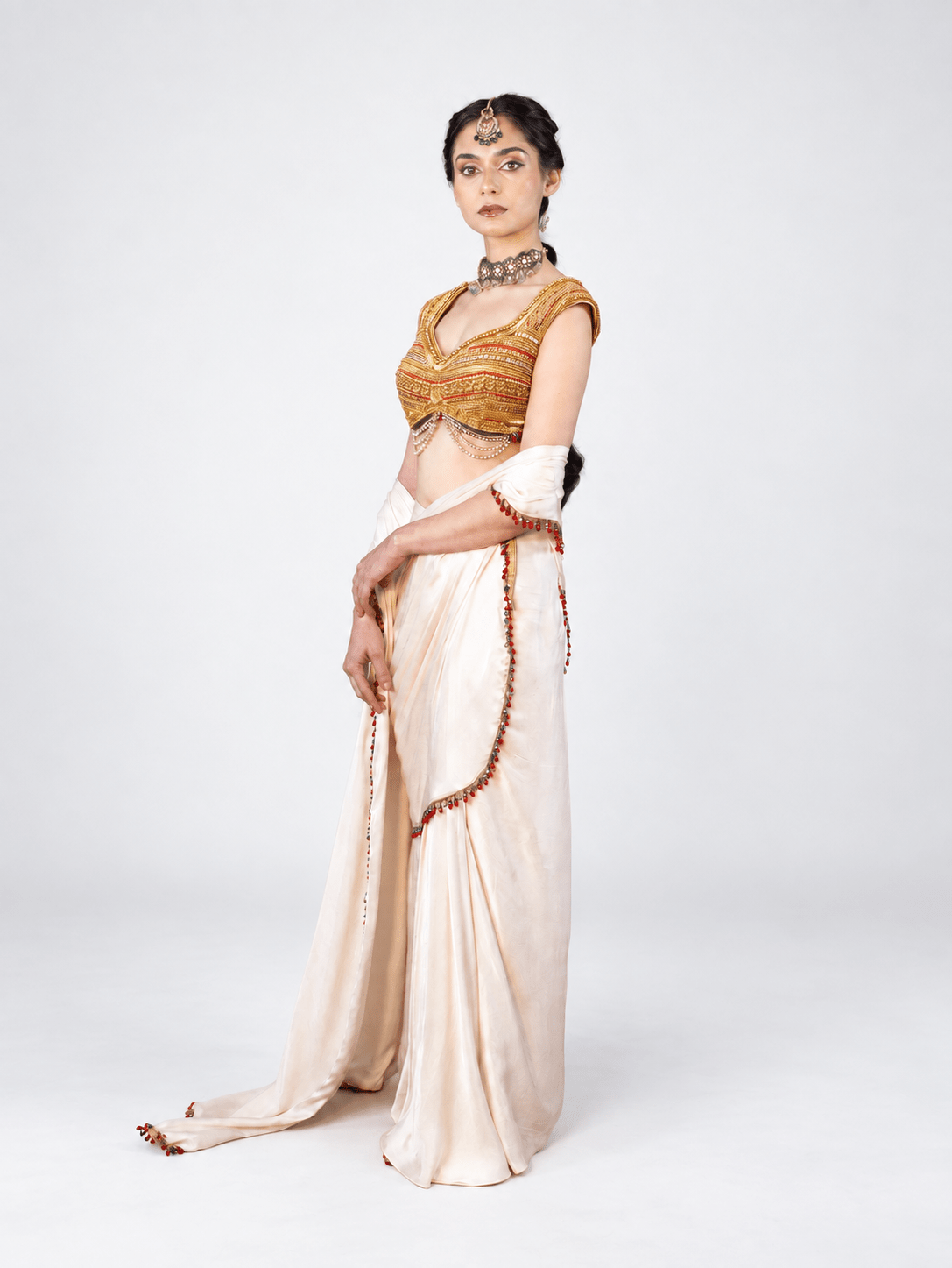 Golden Bird Jewel Kasu Blouse - truzee