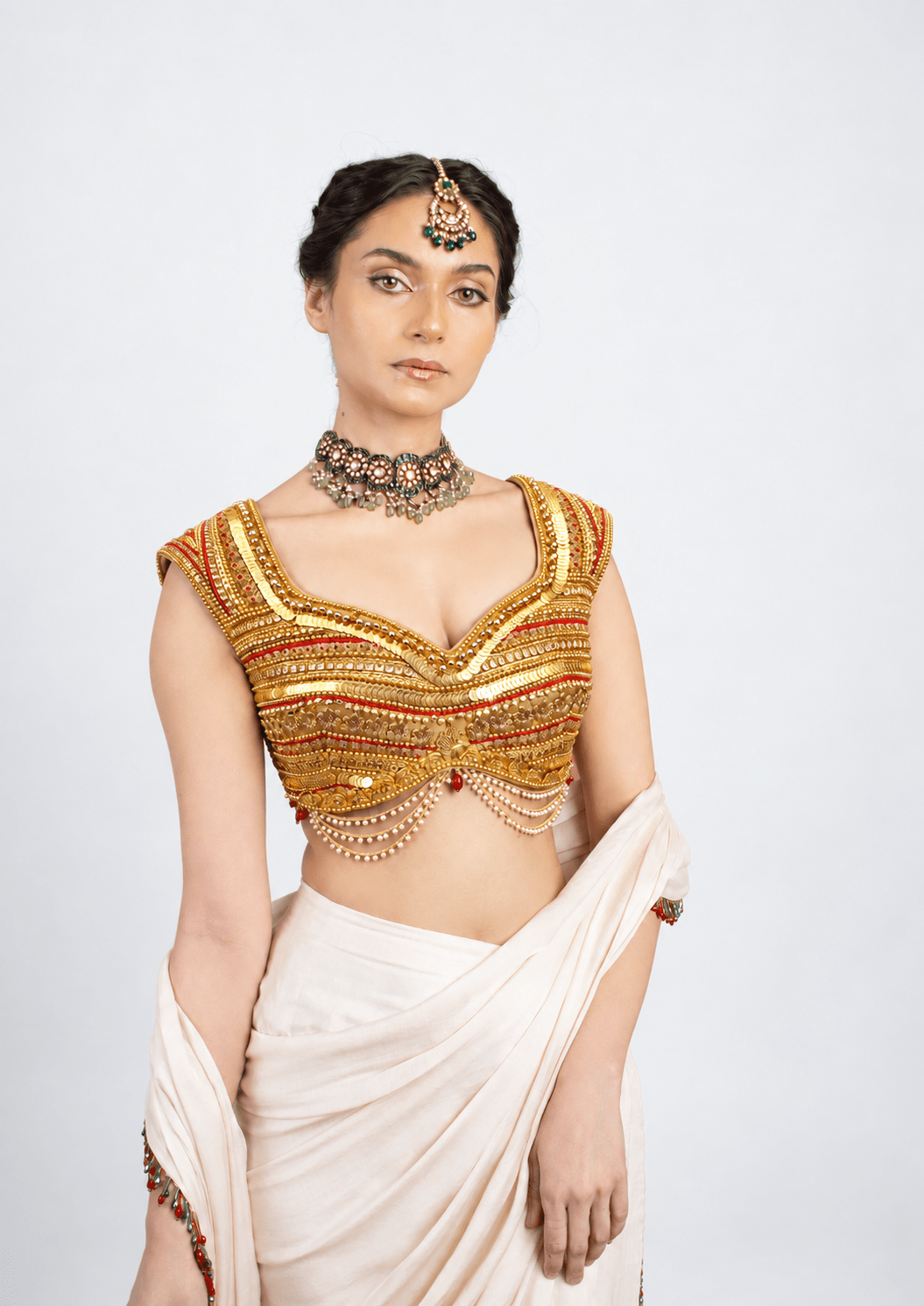 Golden Bird Jewel Kasu Blouse - truzee
