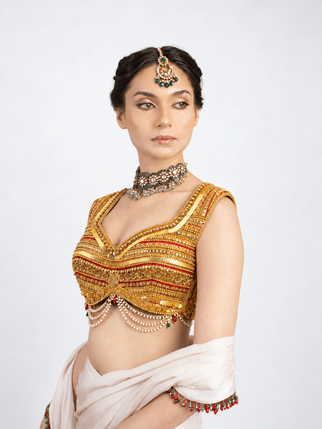 Golden Bird Jewel Kasu Blouse - truzee