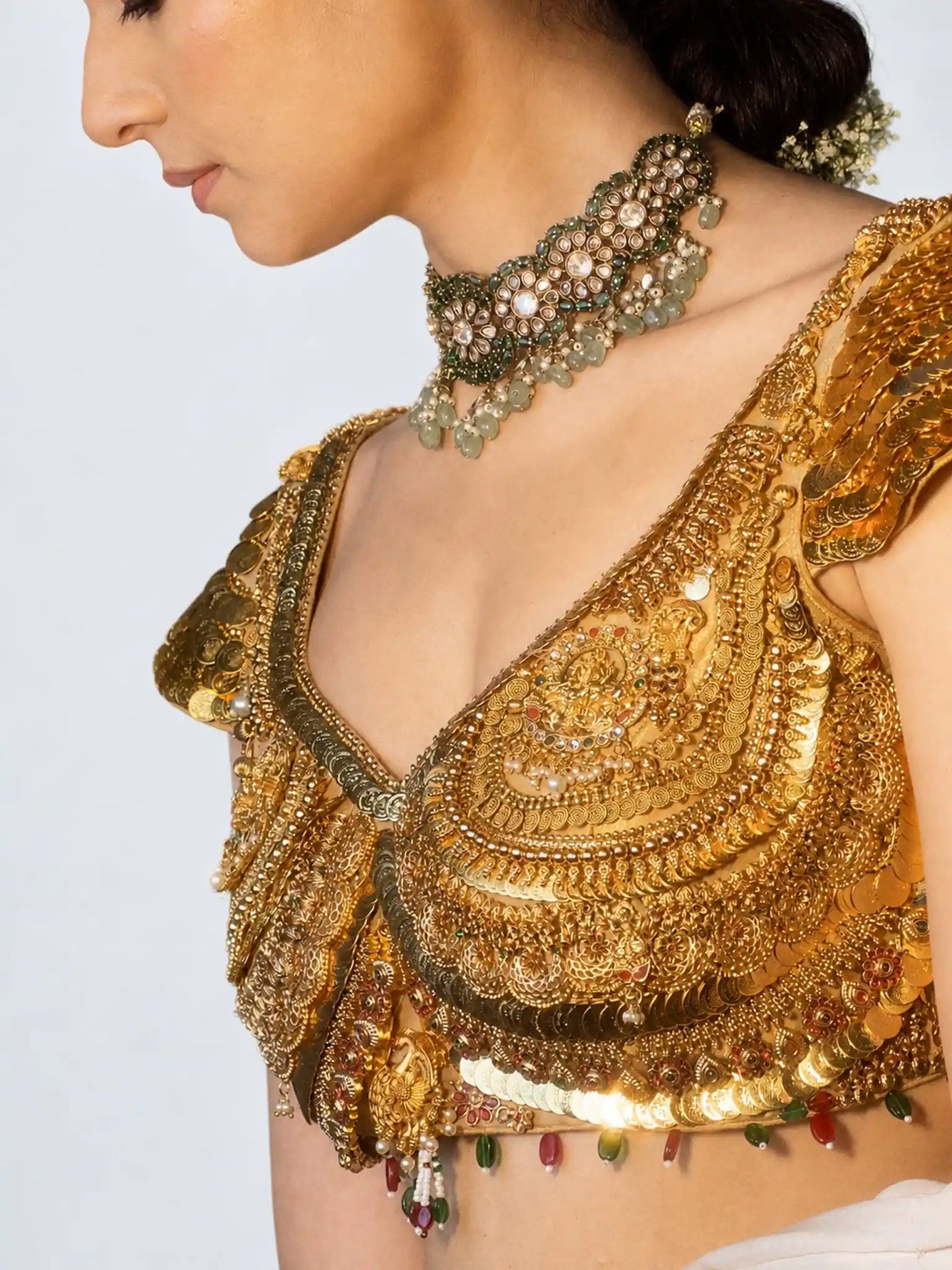 Shehzadi Blouse – Gold Jewellery Blouse - truzee