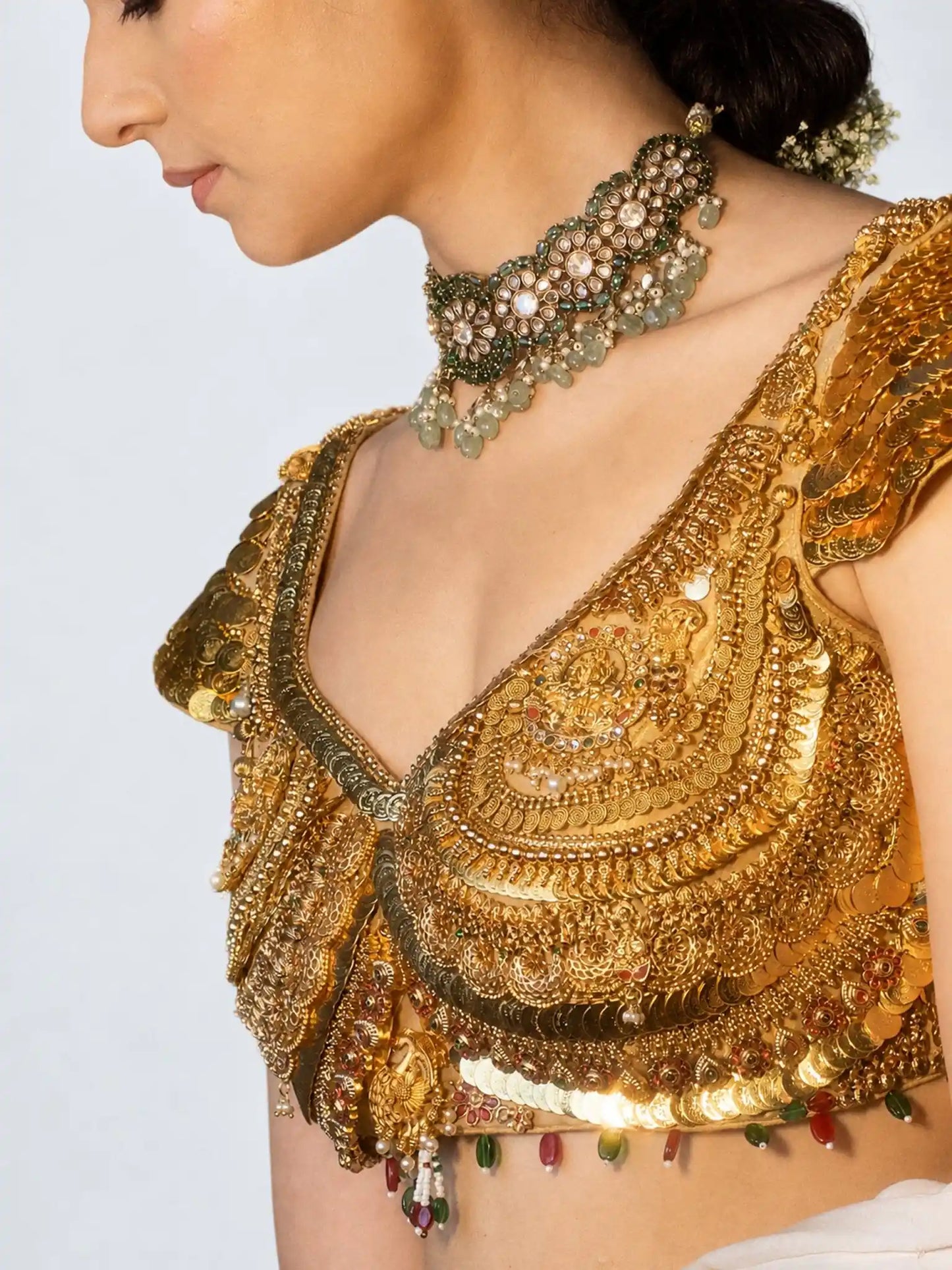 Shehzadi Blouse – Gold Jewellery Blouse - truzee